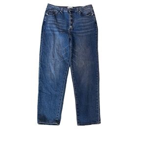 Abound Button Front High Waisted Straight Leg Mom Jeans Size 30